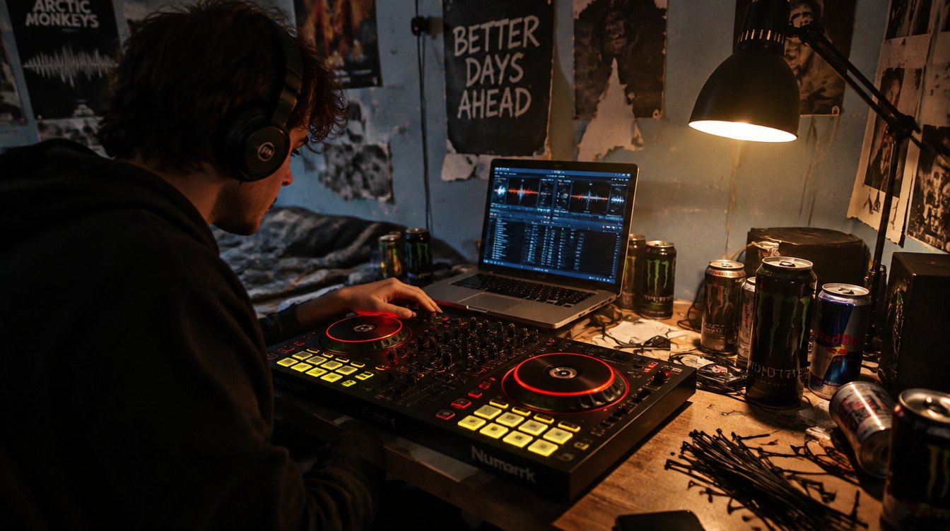 Numark Mixtrack Platinum FX : leviers d'effets et jogs à écran